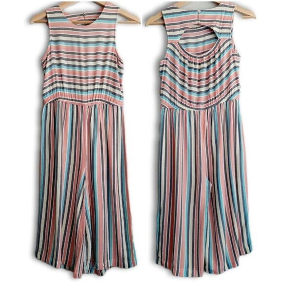 JOE FRESH | Jumpsuit Wide Leg Cropped Bottom Colorful Stripe Romper Kids Sz XL - Picture 2 of 16